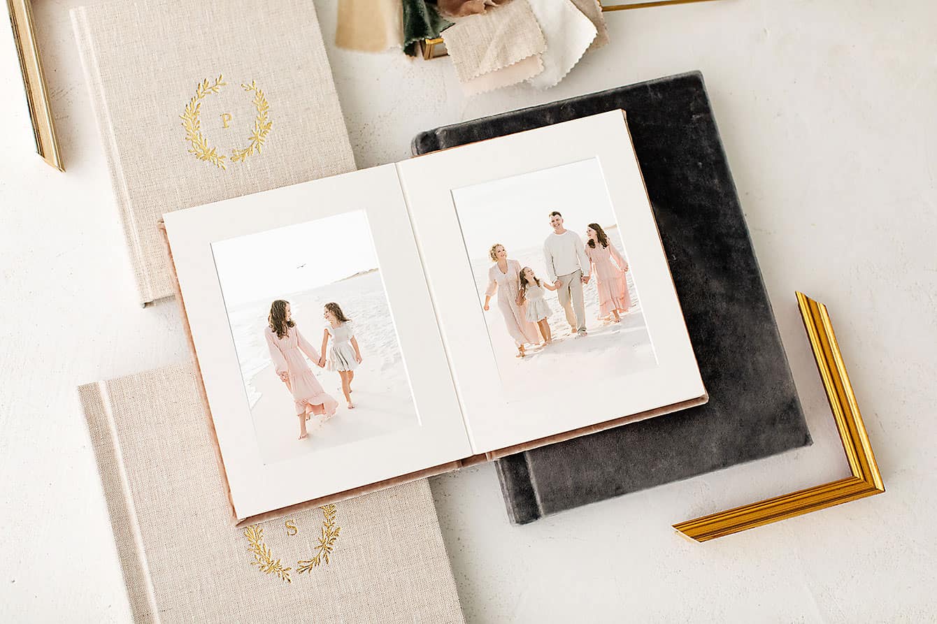 heirloom albums vs digital files - family photo album open spread