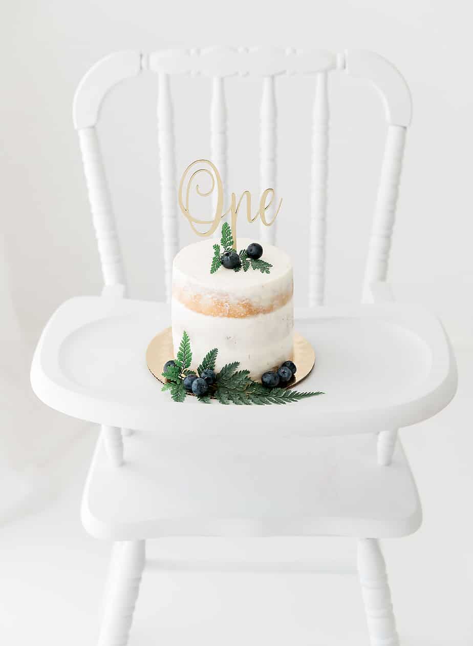 naked cake on high chair